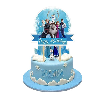 Cartoon Characters HBD Frozen Princess Cup Cake Topper - 12 Pcs