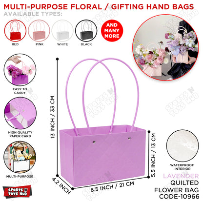 Portable Flower Box Cardstock Quilted Waxed Paper Handy Gift Bag - 1 PC