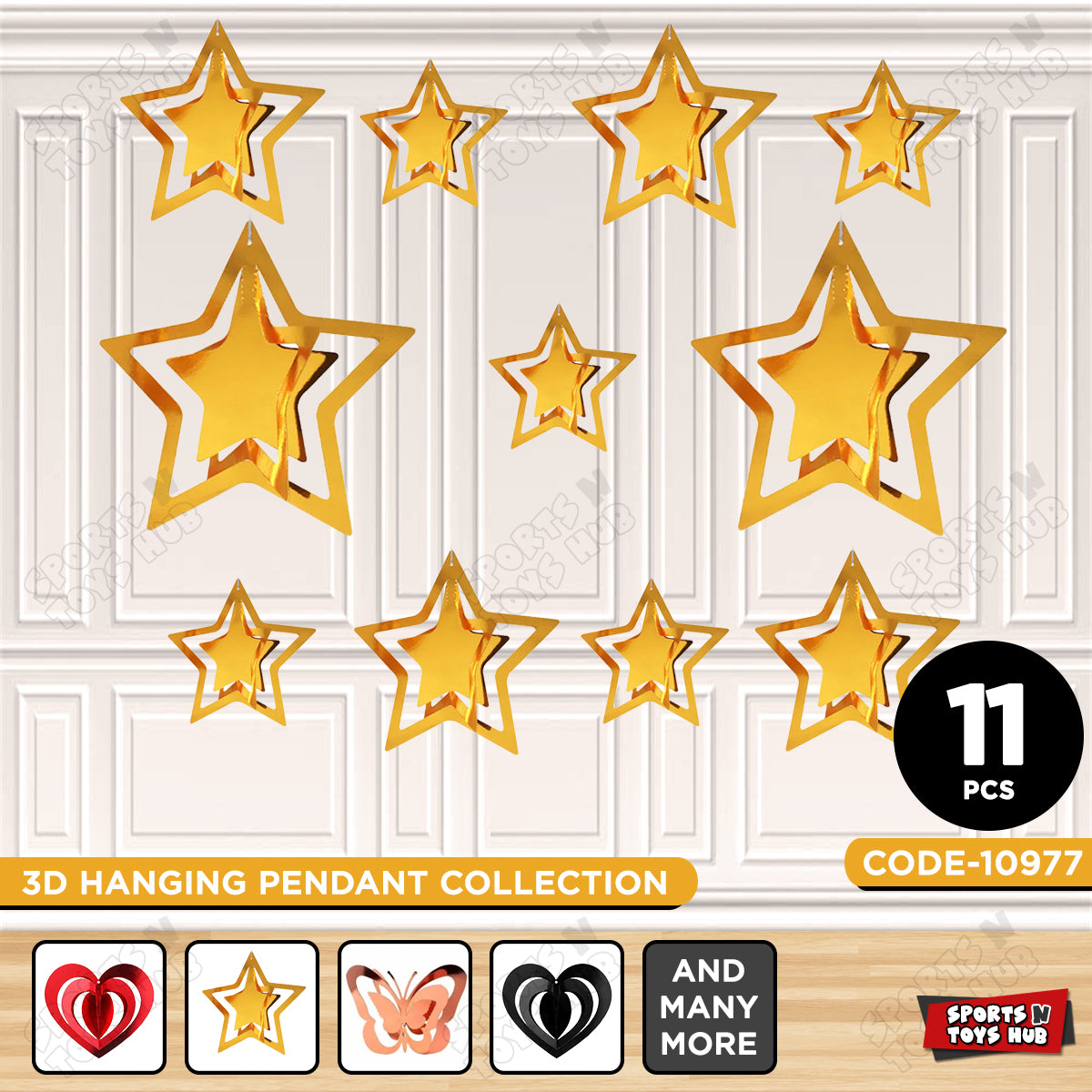 3D Star Shape Hanging Swirl Pendent Set