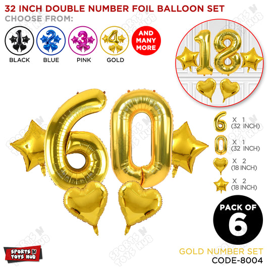 Gold Color 32 Inch Number Foil Balloon Set