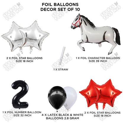 Giant Horse White Color Pack Of 10 Balloon Set With 32 Inch Foil Number Balloon