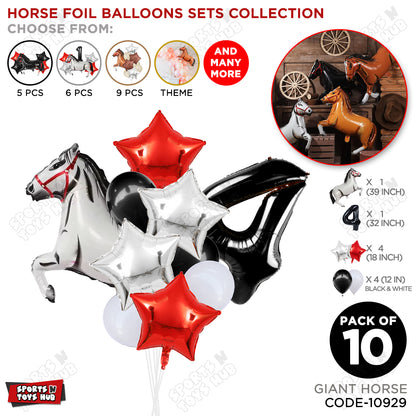 Giant Horse White Color Pack Of 10 Balloon Set With 32 Inch Foil Number Balloon