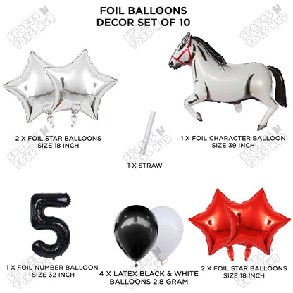 Giant Horse White Color Pack Of 10 Balloon Set With 32 Inch Foil Number Balloon