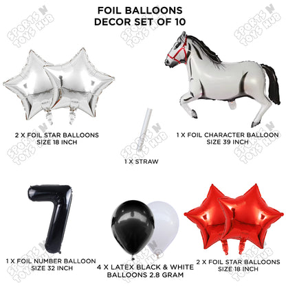 Giant Horse White Color Pack Of 10 Balloon Set With 32 Inch Foil Number Balloon