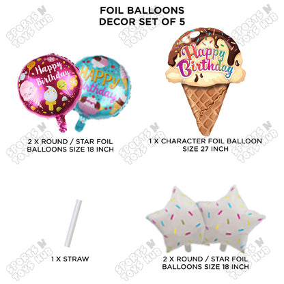 HBD Ice Cream Cone Foil Balloon Set