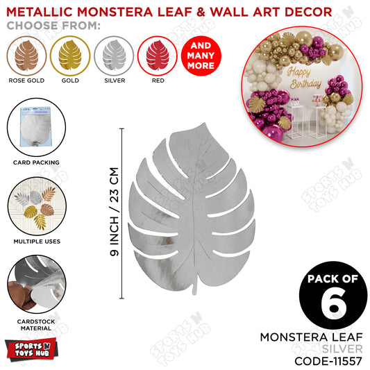 3D Metallic Monstera Leaf For Party Decoration - Pack Of 6