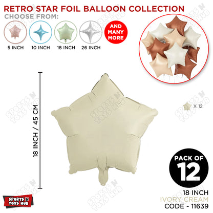 18 Inch - Retro Ivory Cream Star Foil Balloon