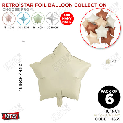 18 Inch - Retro Ivory Cream Star Foil Balloon