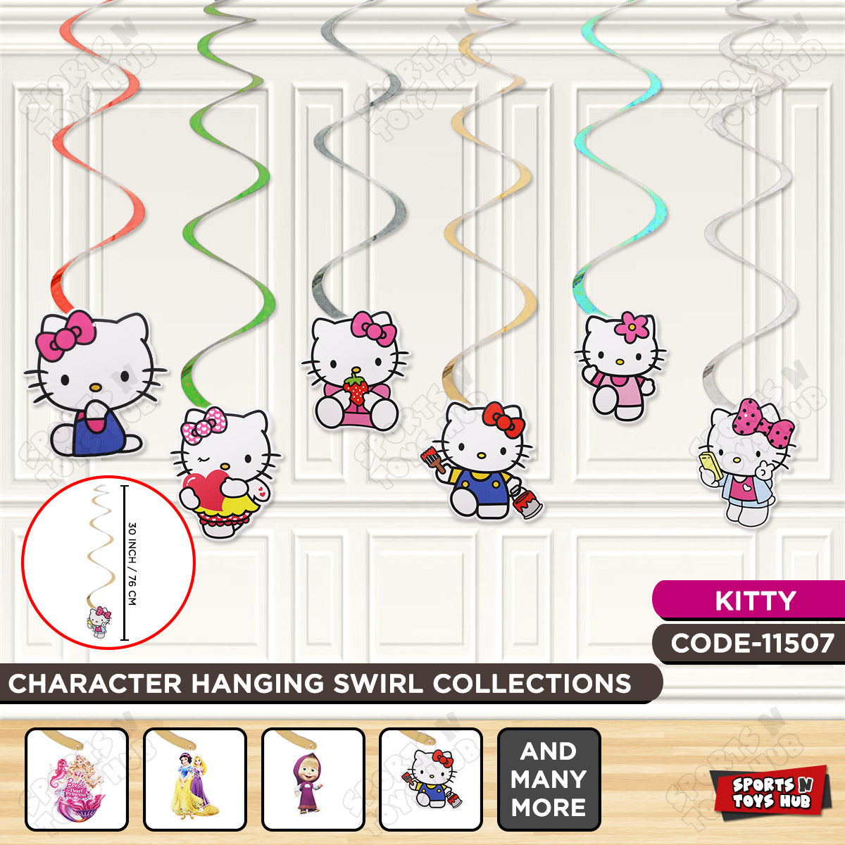 Hello Swirl Hello Kitty Cartoon Character Hanging Swirls – Sports n Toys Hub