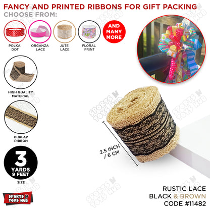 Rustic Jute Lace Ribbon Roll – 2.5 Inch Burlap Ribbon  for Gift Wrapping, Wedding Decor & Crafts