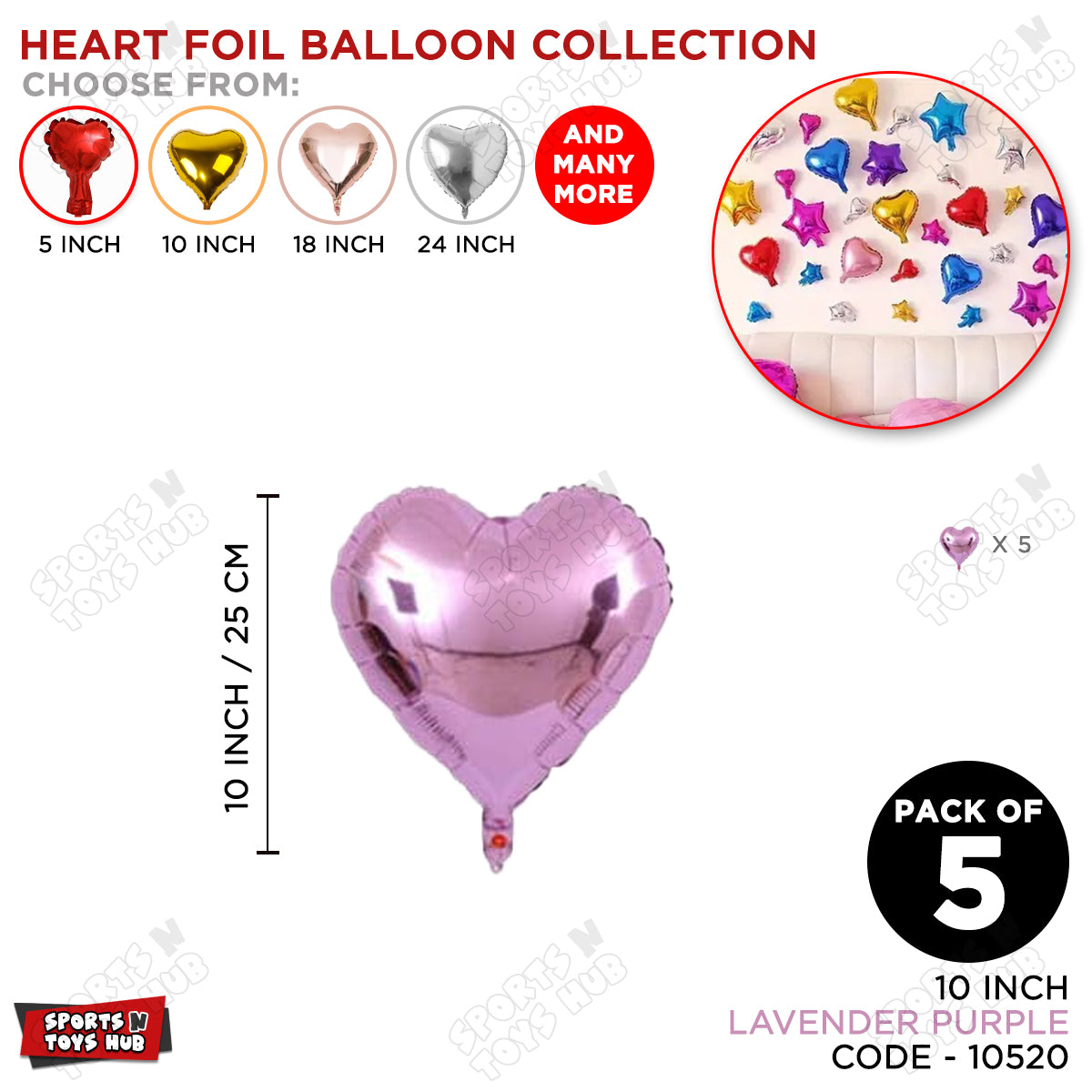 10 Inch - Lavender Purple Heart Foil Balloon