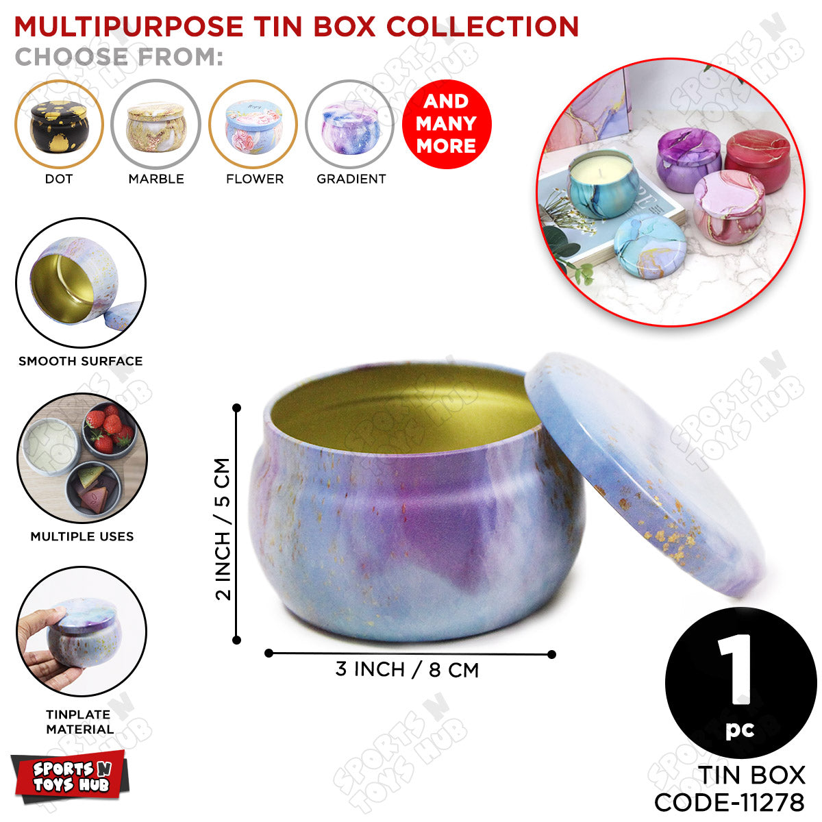 Tin Gradient Pattern Multipurpose Box