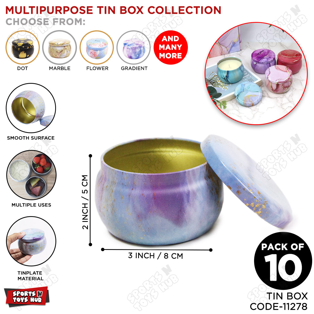 Tin Gradient Pattern Multipurpose Box