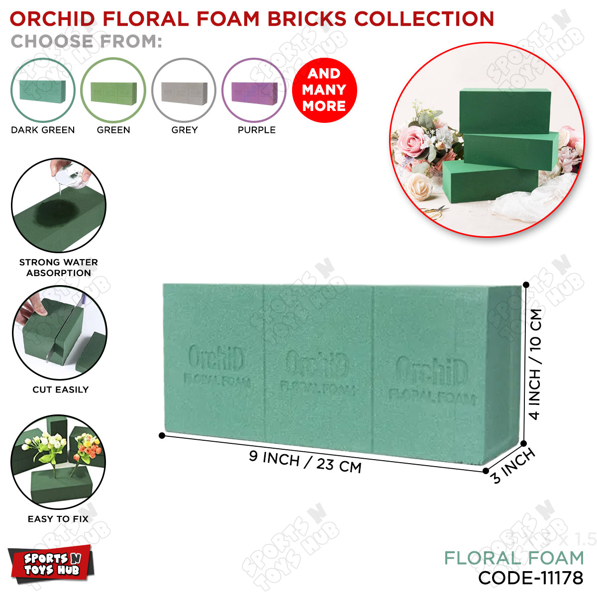 Orchid Floral Foam Bricks - 1 Pc