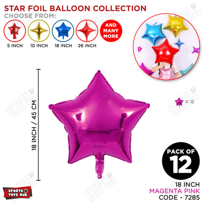 18 Inch - Magenta Pink Star Foil Balloon