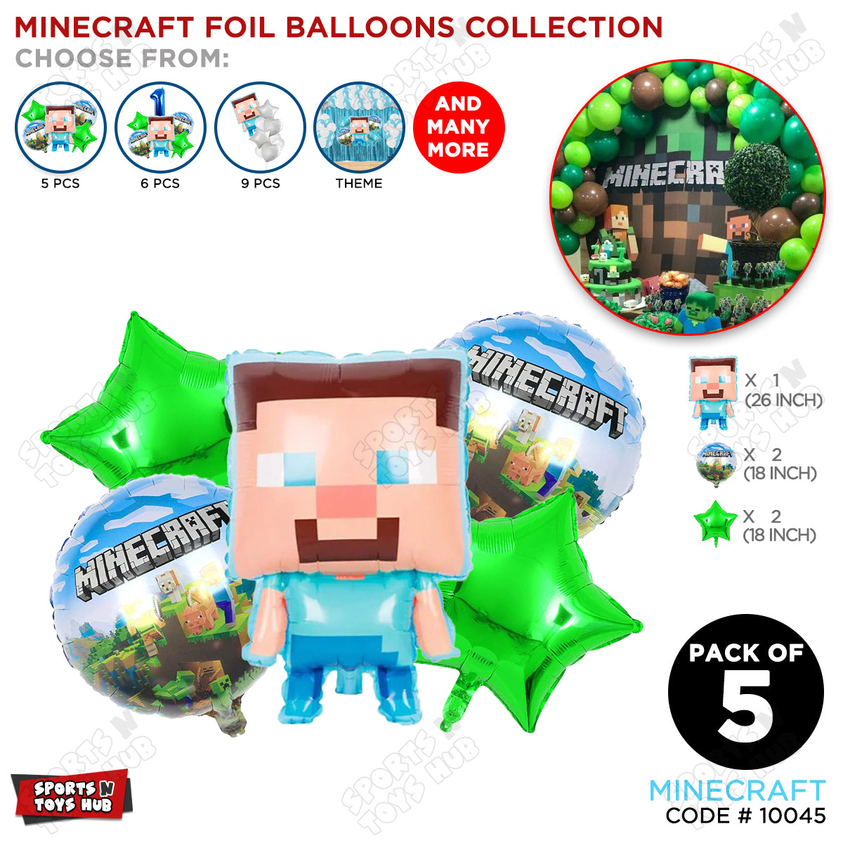 Mine-Craft Foil Balloon Collection