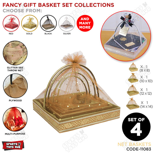 Fancy Net Gold Gift Basket Set