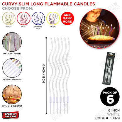 Curvy Metallic Slim Long Flammable Candles Collection