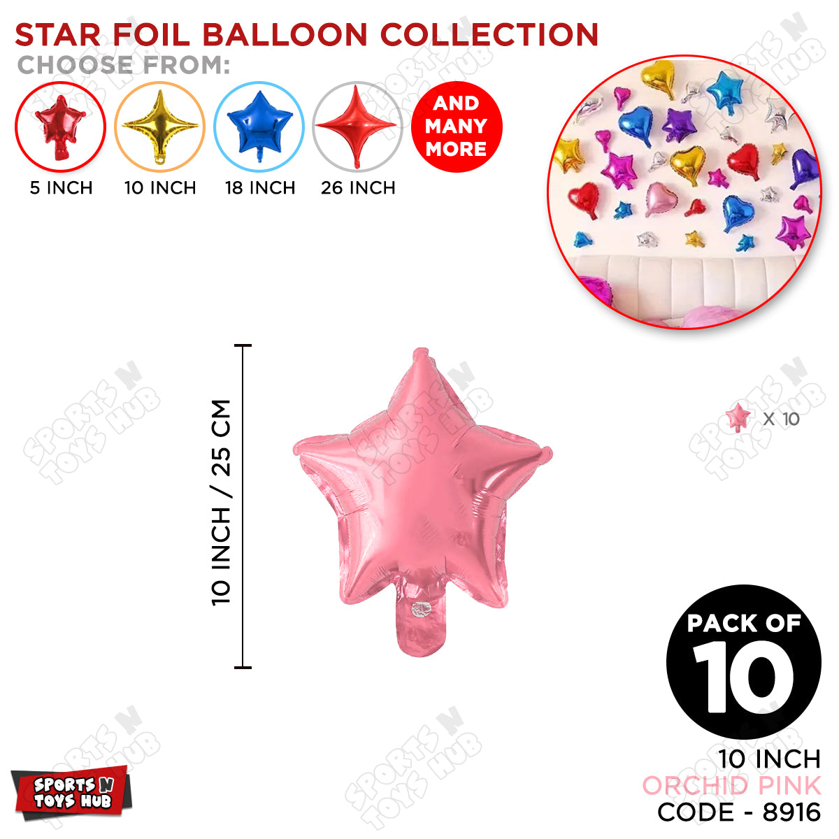 10 Inch - Orchid Pink Star Foil Balloon