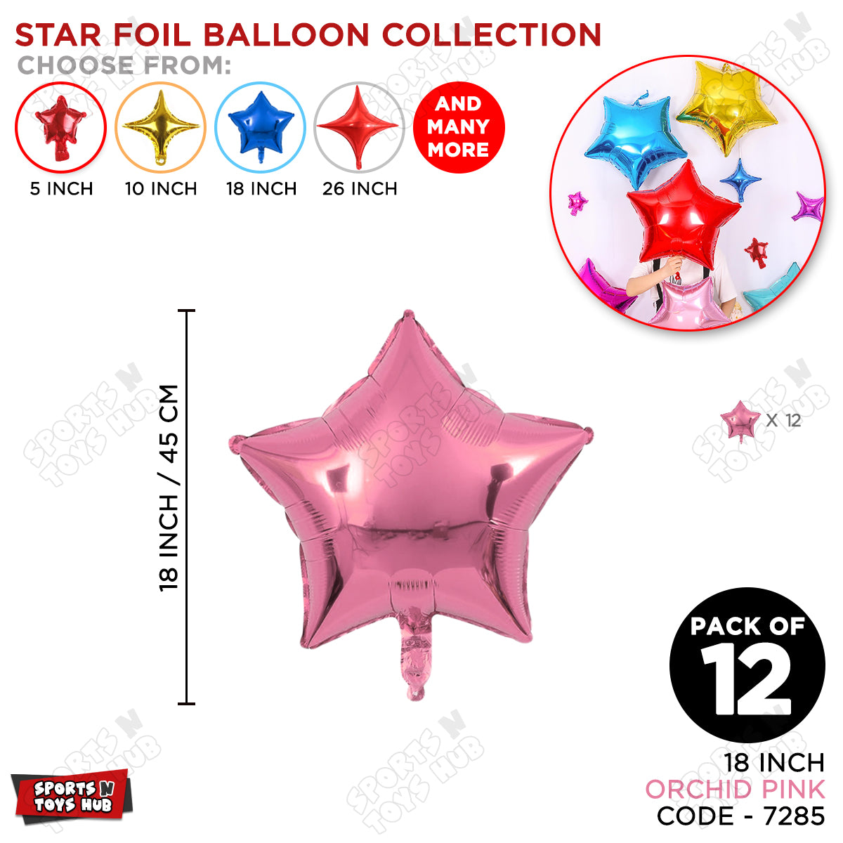 18 Inch - Orchid Pink Star Foil Balloon