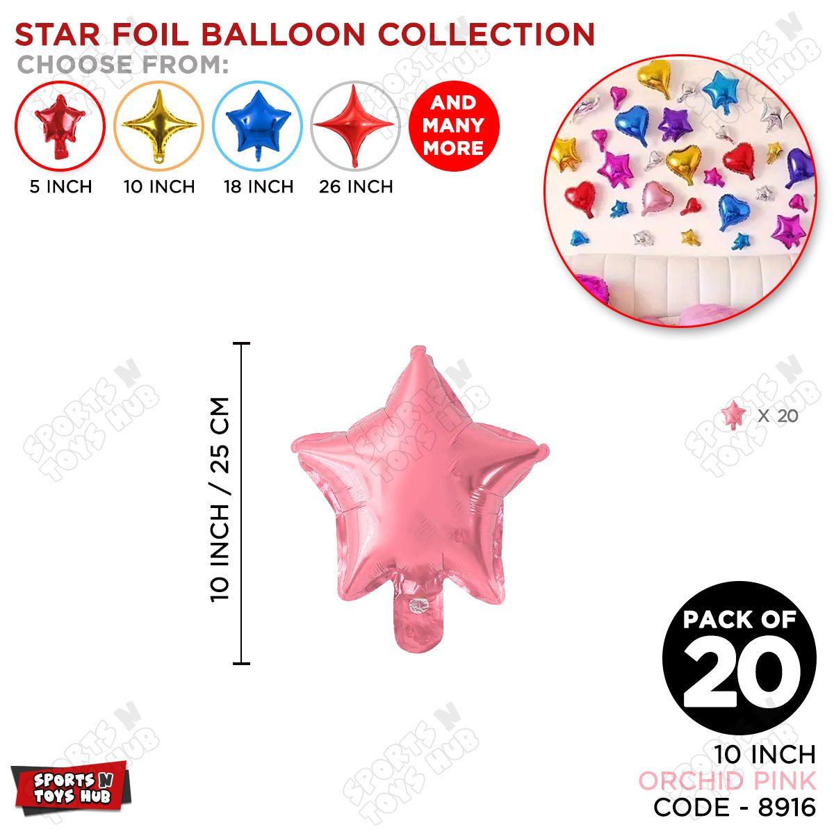 10 Inch - Orchid Pink Star Foil Balloon