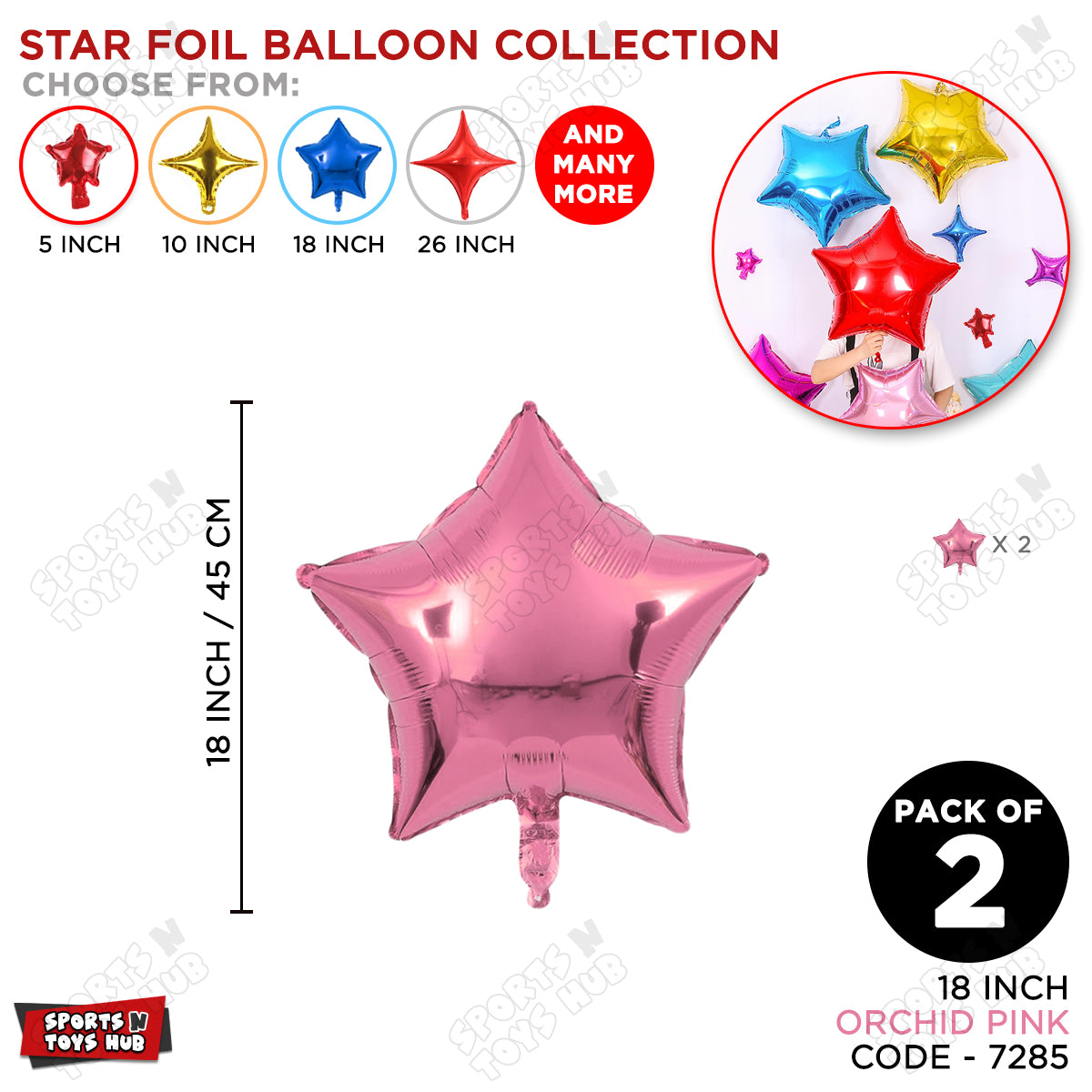 18 Inch - Orchid Pink Star Foil Balloon