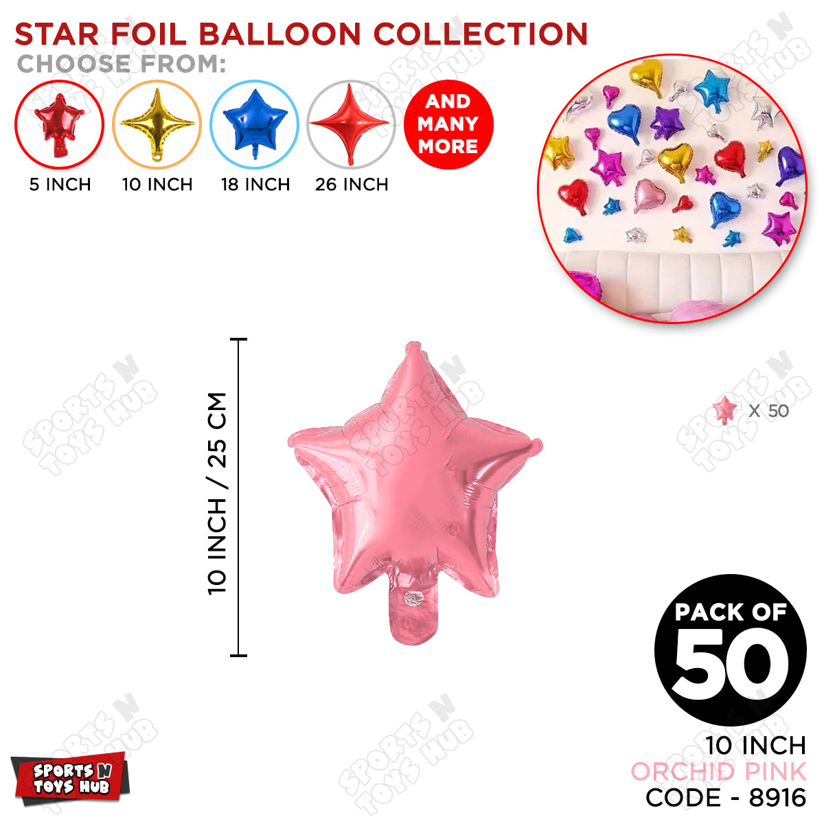 10 Inch - Orchid Pink Star Foil Balloon