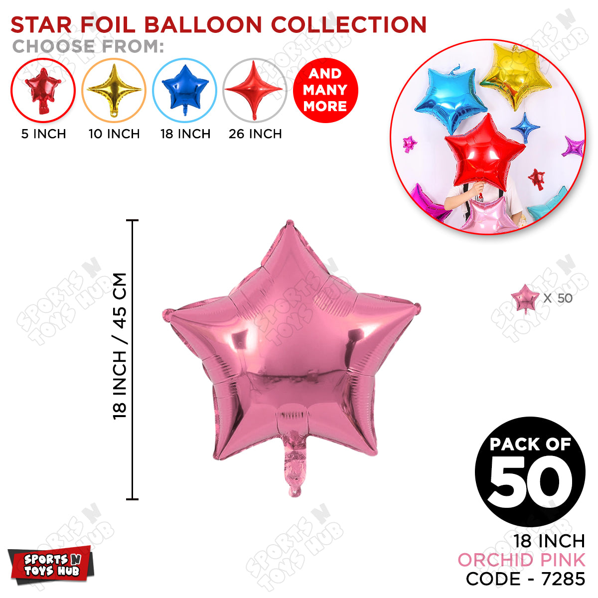 18 Inch - Orchid Pink Star Foil Balloon