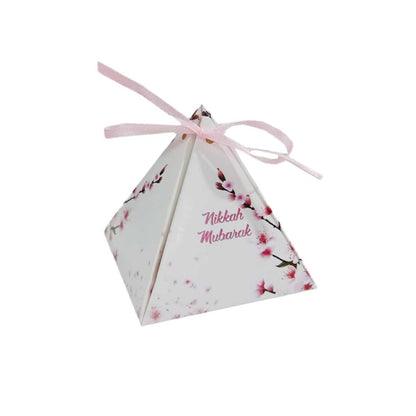 Floral Pyramid Favor Nikkah Pink Printed Flower Bid Box