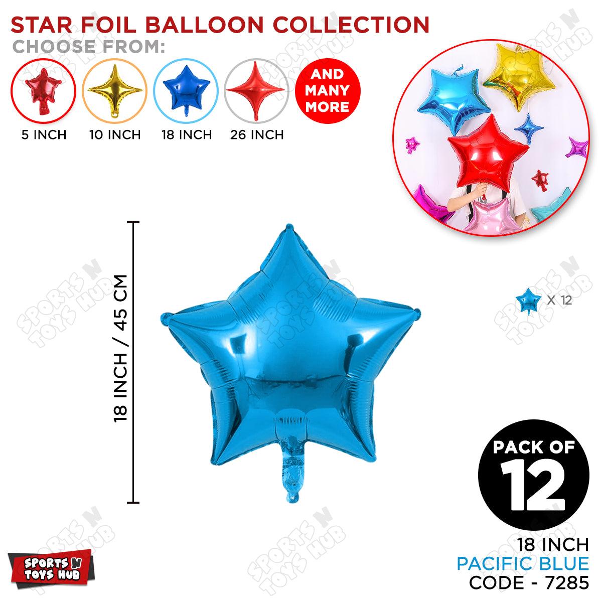 18 Inch - Pacific Blue Star Foil Balloon