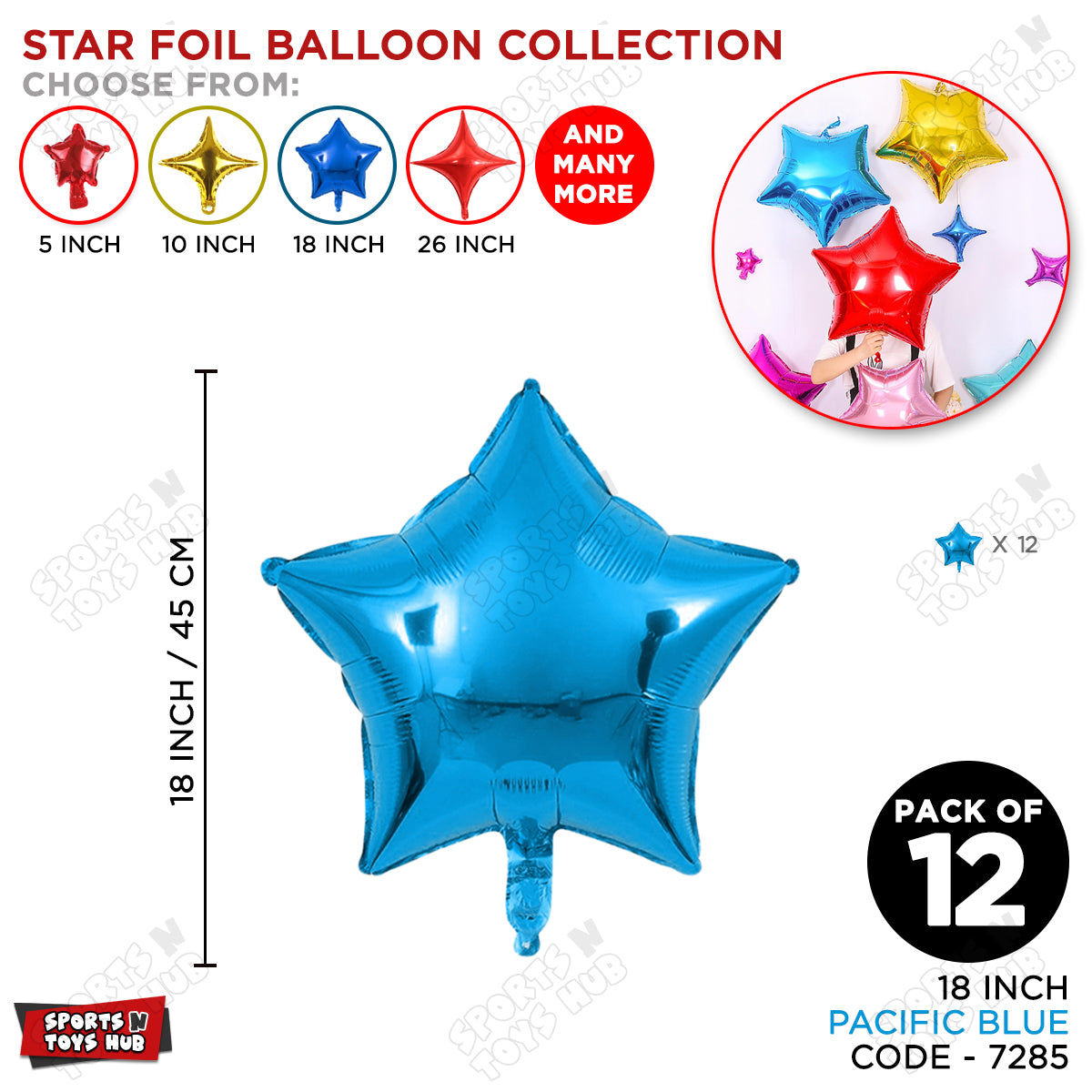 18 Inch - Pacific Blue Star Foil Balloon
