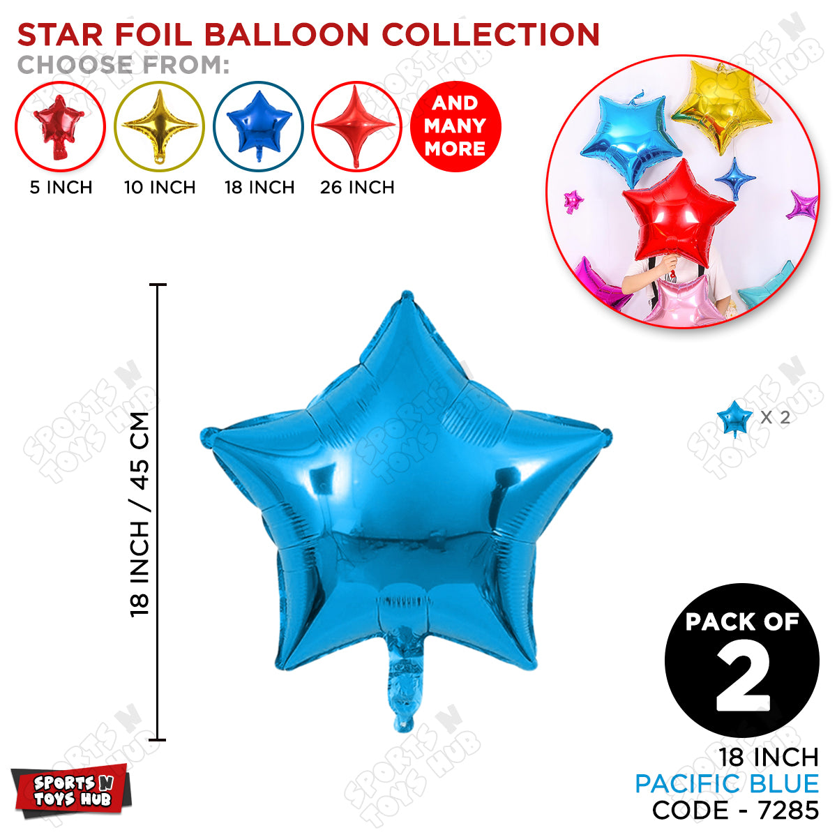 18 Inch - Pacific Blue Star Foil Balloon