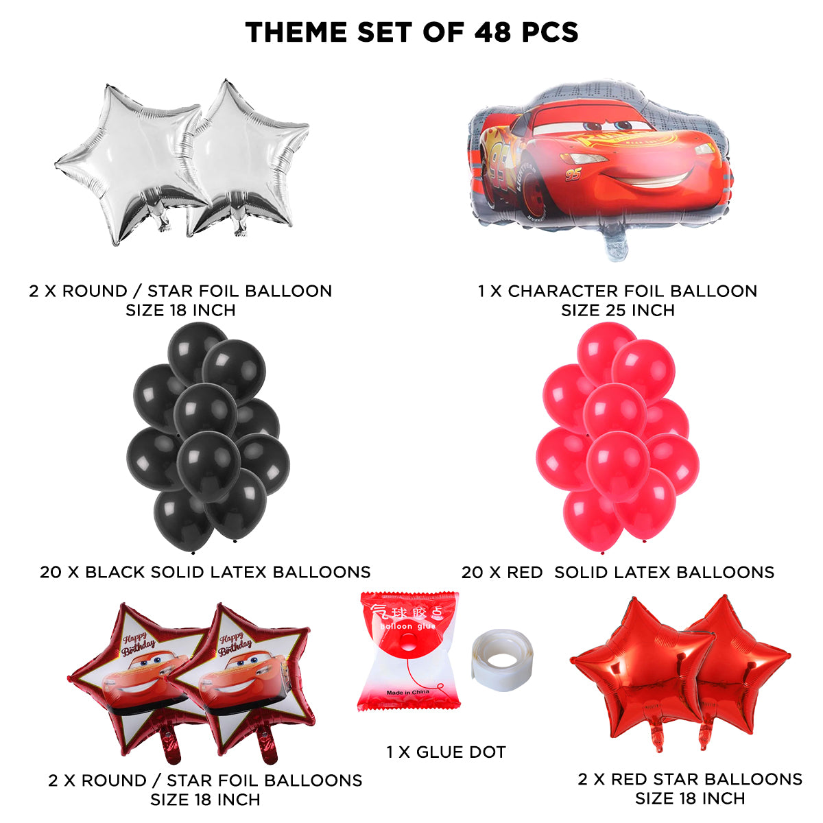 Mc-Queen Foil Balloon Set Theme Without Curtain