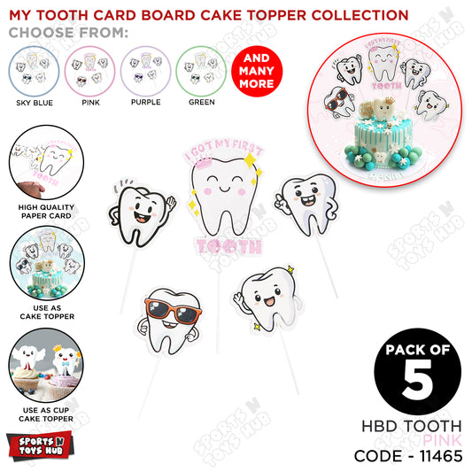 My Tooth Card Board Cake Topper - Pack Of 5