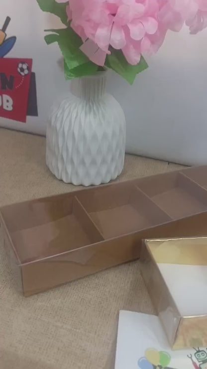 Long Brownie Clear Lid 4 Partition Box 3x12x1.5 Inch - Pack Of 10