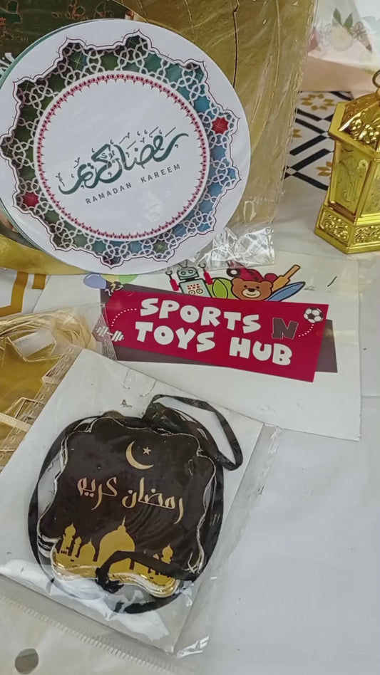 7 Stick Balloon Stand With Ramadan Mubarak Printed Balloons & Printed Round Foil