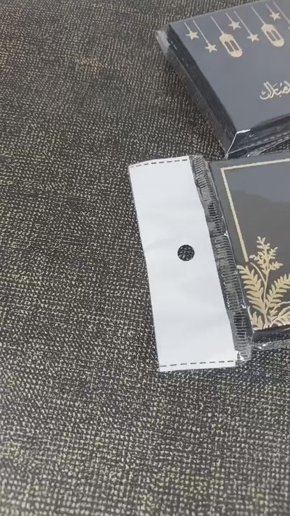 Mini Eid Mubarak Gold Foil Printed Black Eidi Envelope For Kids & Adults - Pack of 10 Assorted Prints