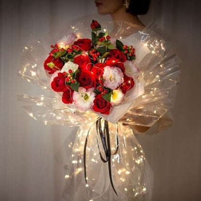LED Light Bouquet Wrapping Sheet – Transparent Cellophane Sheet for Flower Arrangements & Gift Wrapping