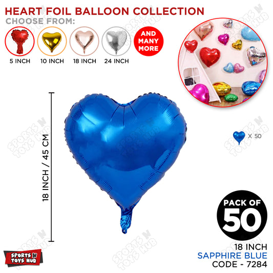 18 Inch - Sapphire Blue Heart Foil Balloon