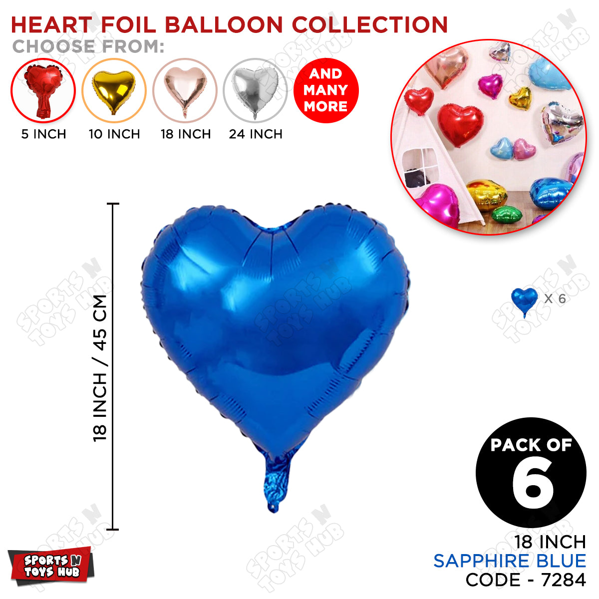18 Inch - Sapphire Blue Heart Foil Balloon