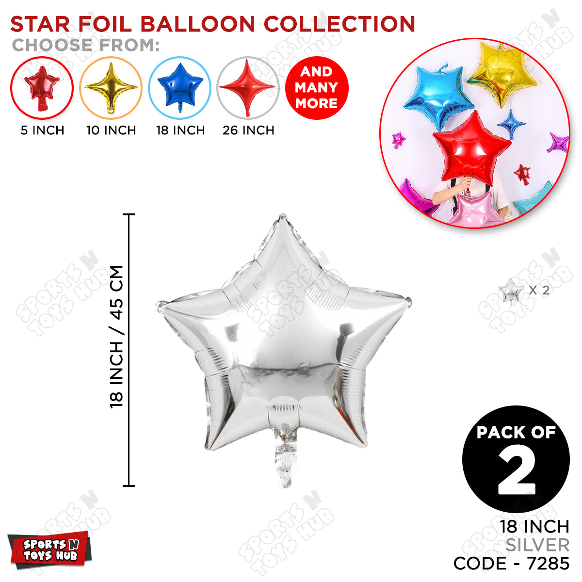 18 Inch - Silver Star Foil Balloon