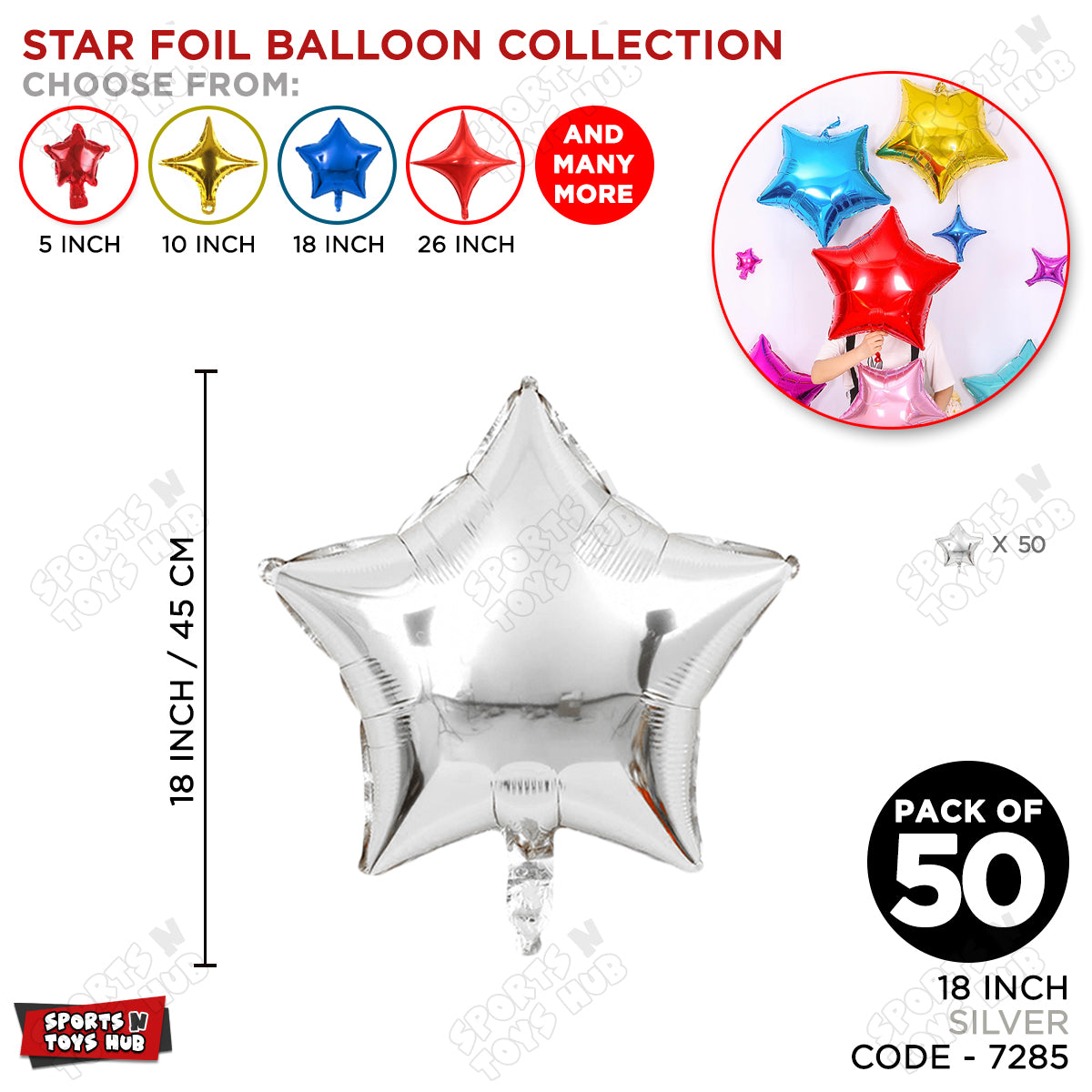 18 Inch - Silver Star Foil Balloon