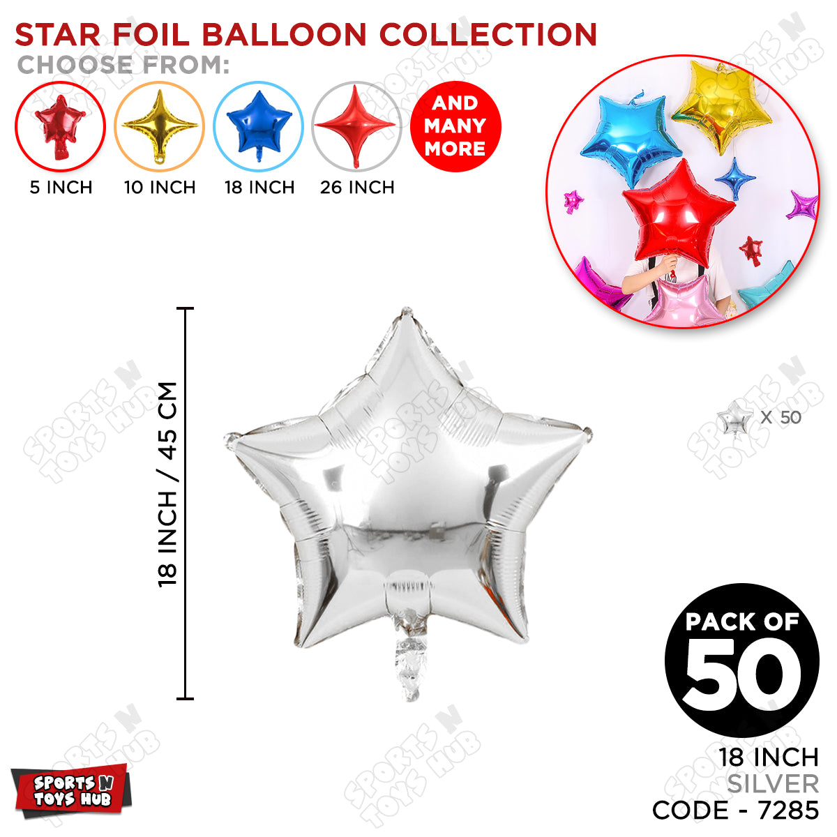 18 Inch - Silver Star Foil Balloon