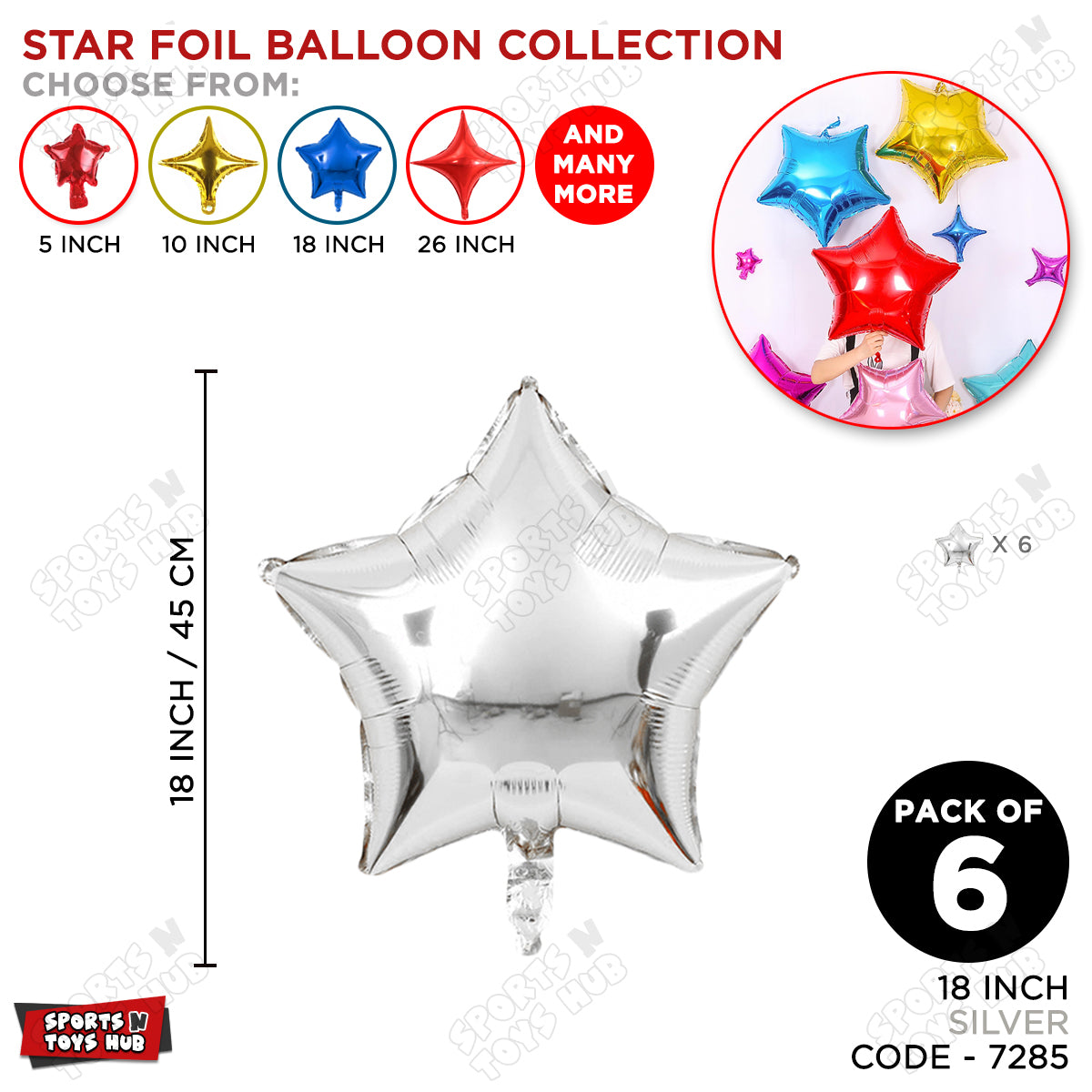 18 Inch - Silver Star Foil Balloon