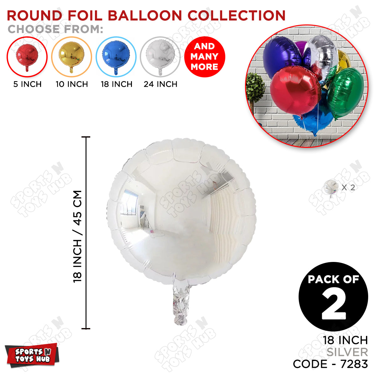 18 Inch - Silver Round Foil Balloon