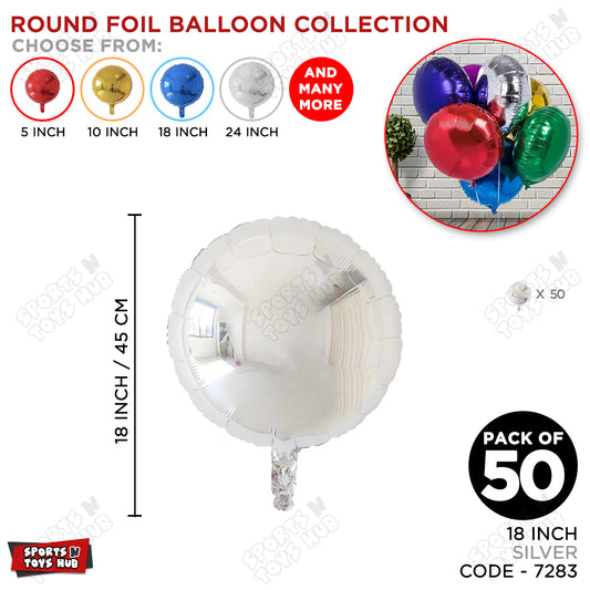 18 Inch - Silver Round Foil Balloon