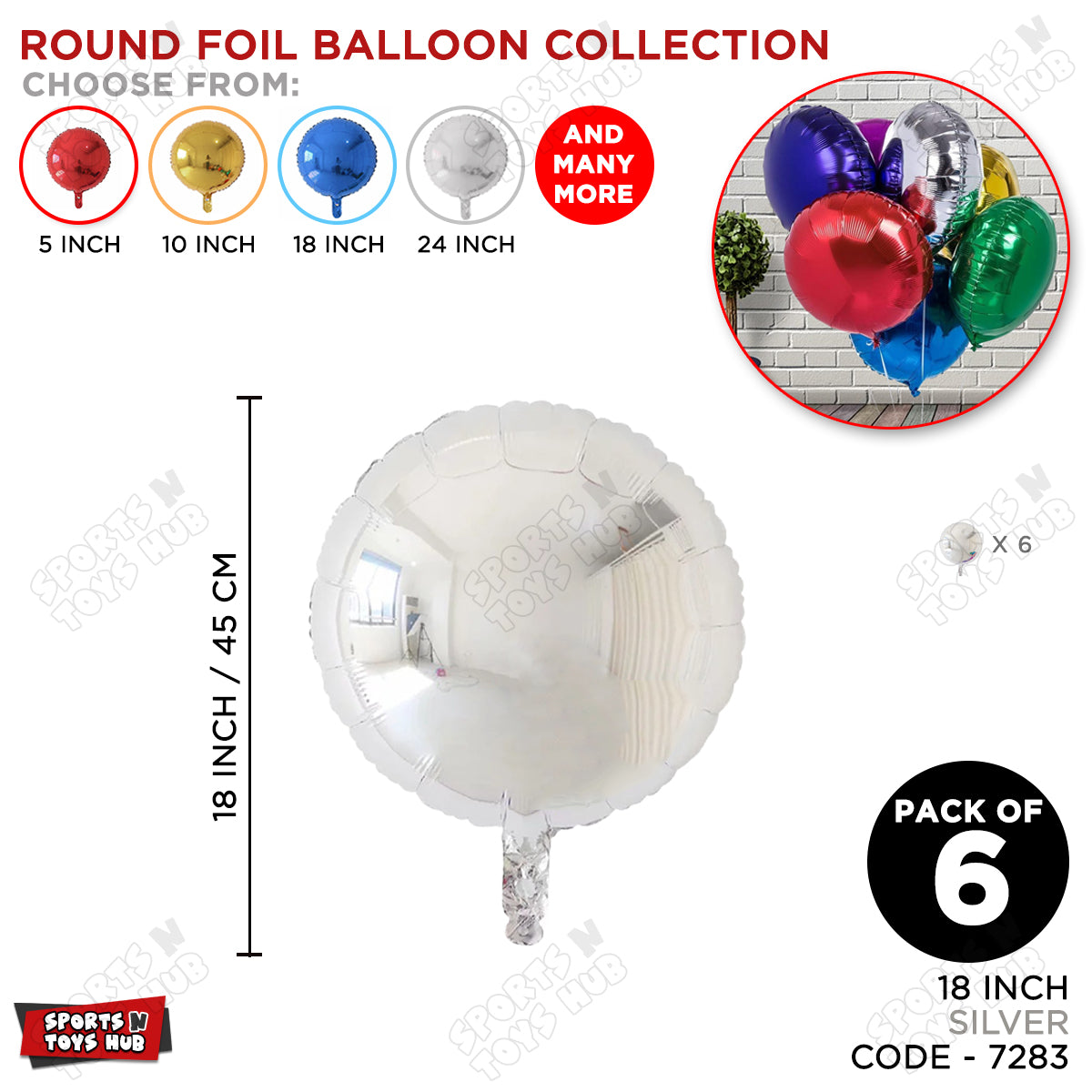 18 Inch - Silver Round Foil Balloon