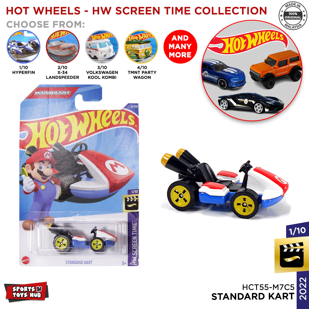 Hot Wheels Diecast Standard Kart, HW-Screen Time(2022) Series Model Toy Cars