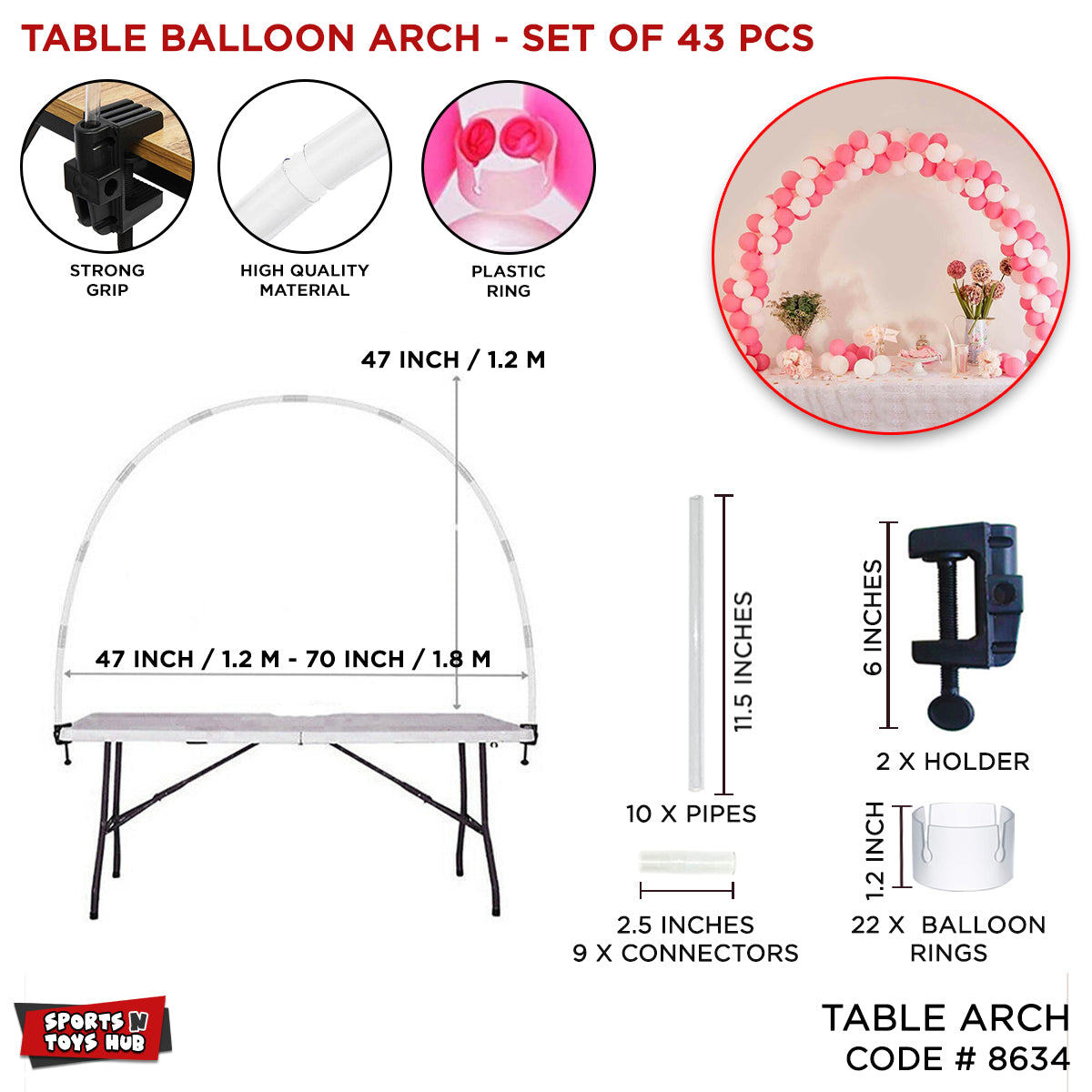 Table Balloon Arch Kit - 43 Pcs