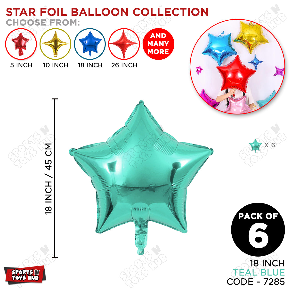 18 Inch - Teal Blue Star Foil Balloon